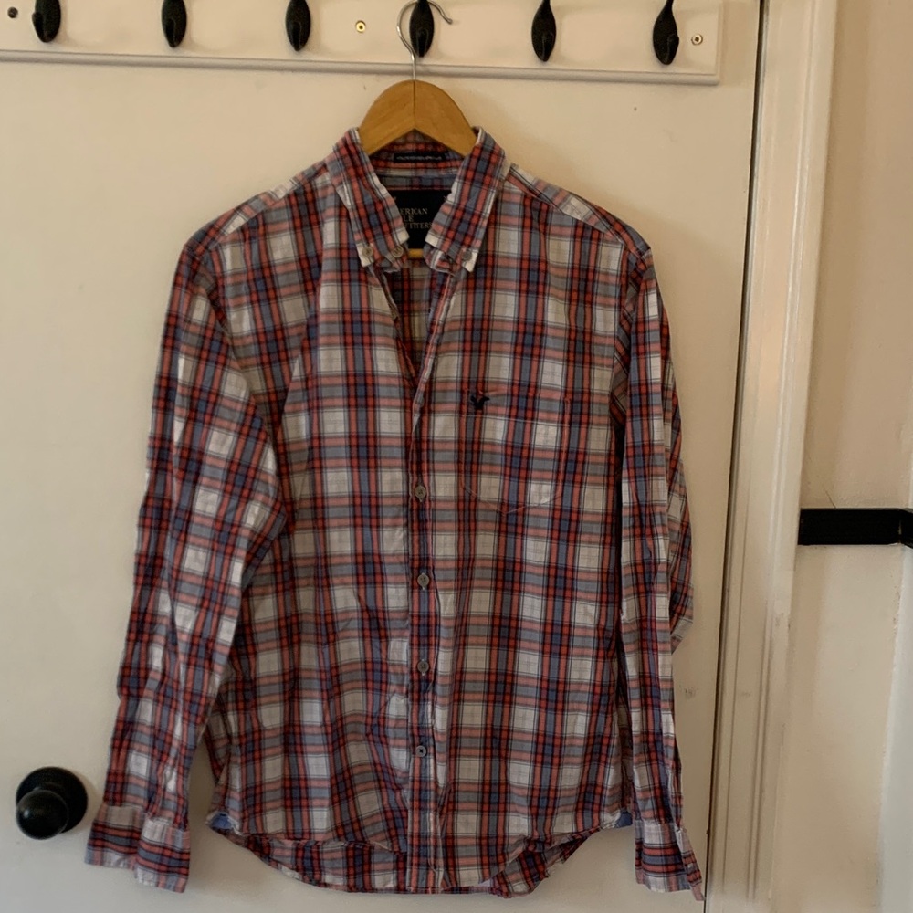 Men's Red and Blue Plaid Shirt